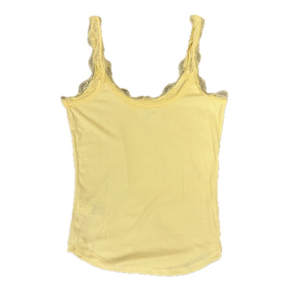 Gap Body Bright Yellow Tank Top with Lace Accents Sz M NWT